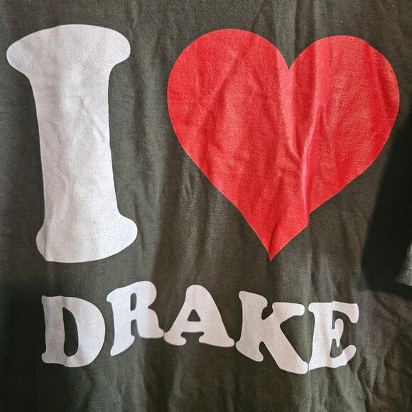 XL Unisex army green I LOVE DRAKE short sleeve t-shirt - Picture 2 of 4